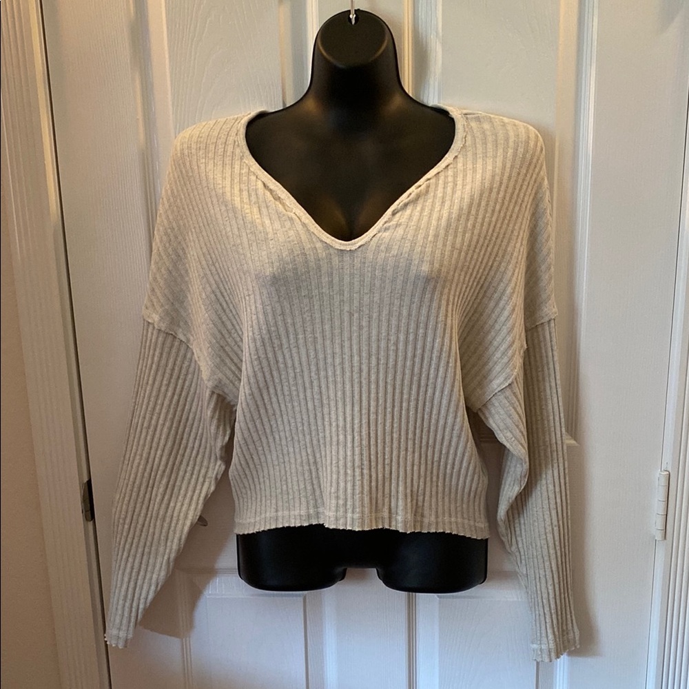 Project Social T Cream V-Neck Sweater